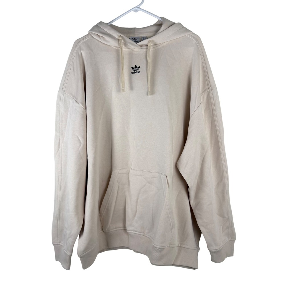 Adidas Originals Essentials Oversized Hoodie Womens Wonder White Trefoil Logo L